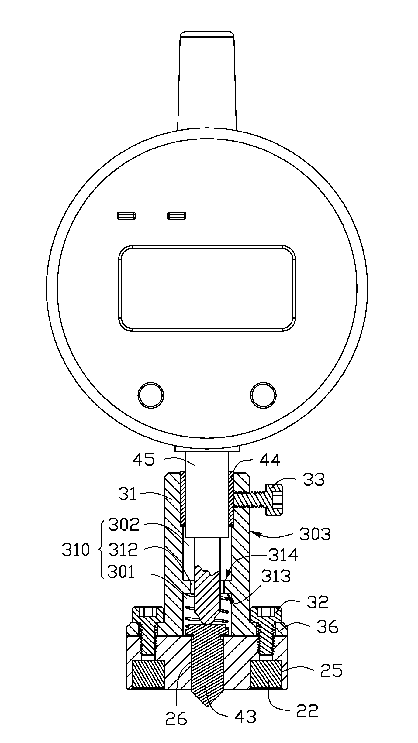 Counterbore hole chamfer depth measuring apparatus and method