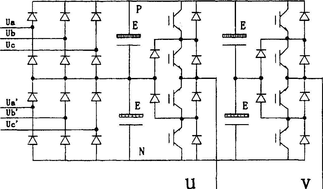 High-voltage frequency transformer zigzag connected by power device base section