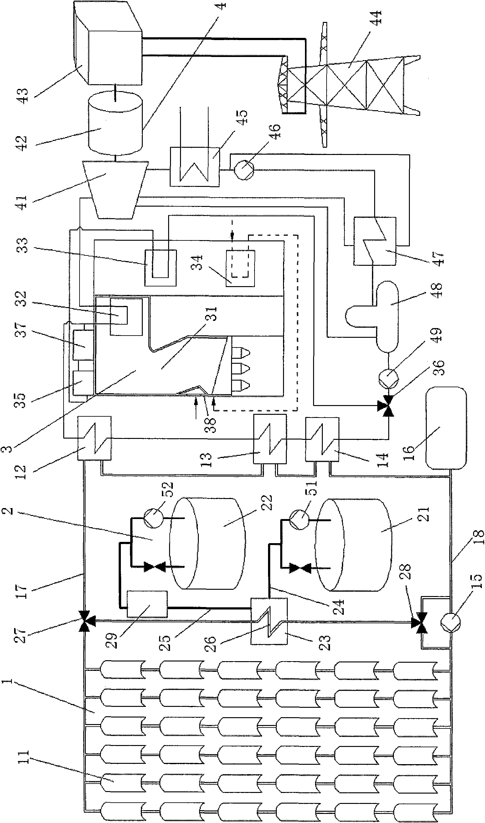 Method and system for combing solar energy thermal power generation with biomass power generation