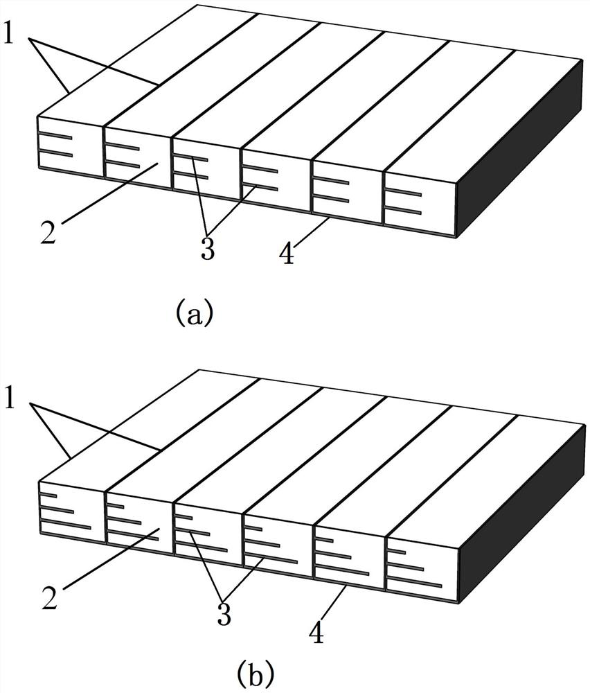 Viscous-elastic material transverse partition plate partition underwater sound absorption structure