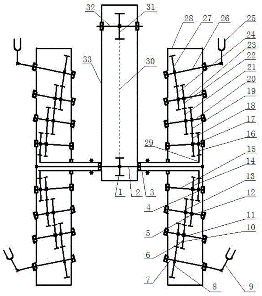 Wide/narrow row potted-seedling transplanting mechanism with bevel gear and noncircular bevel gear crossed-axis planetary gear trains