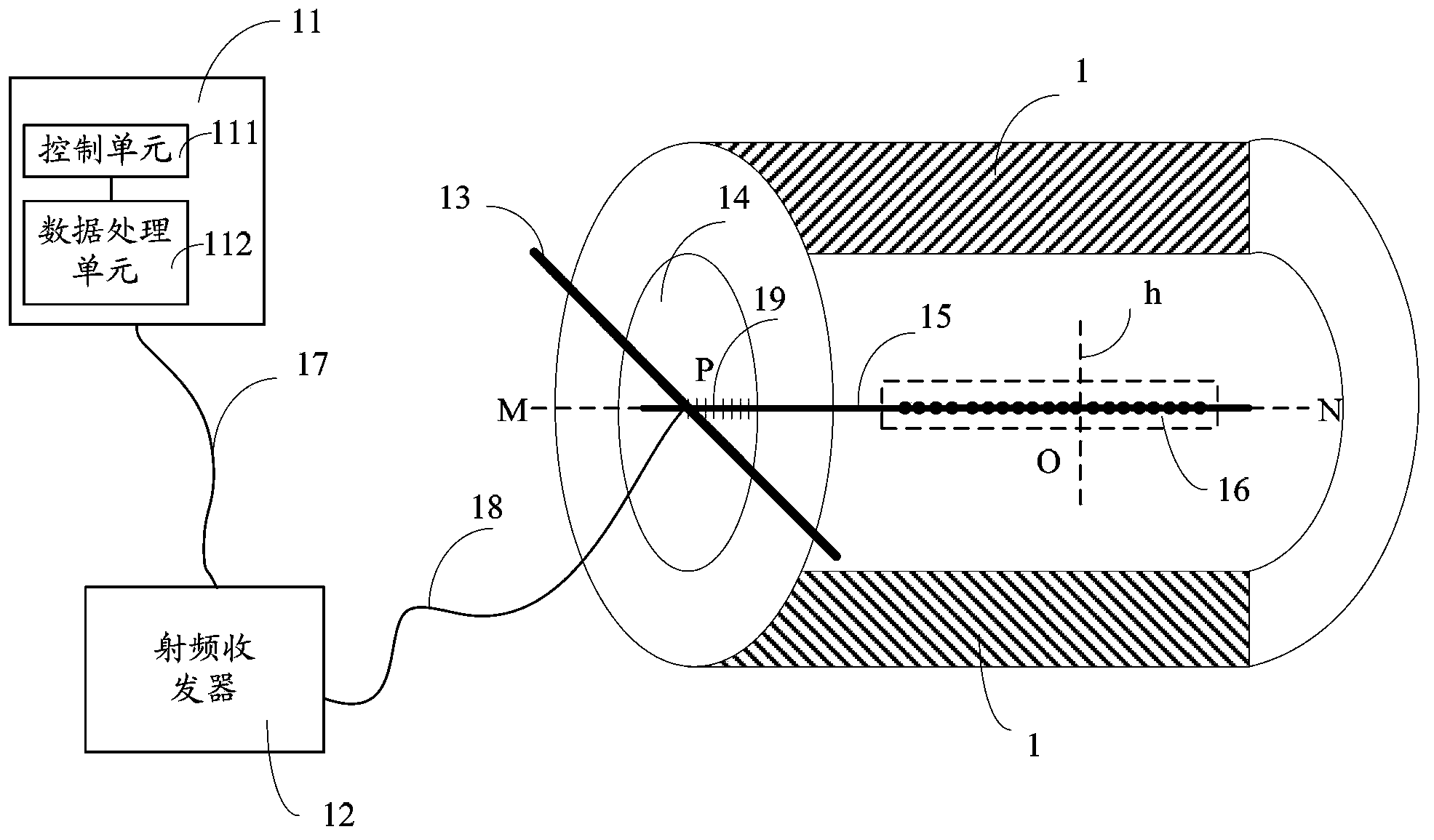 Detection device and method for magnetic-body electrical center