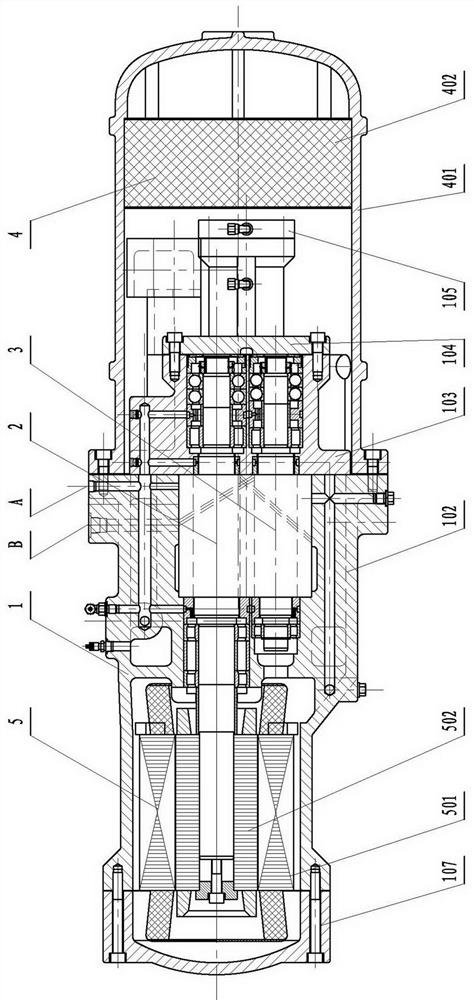 Magnetic suspension screw type refrigeration compressor