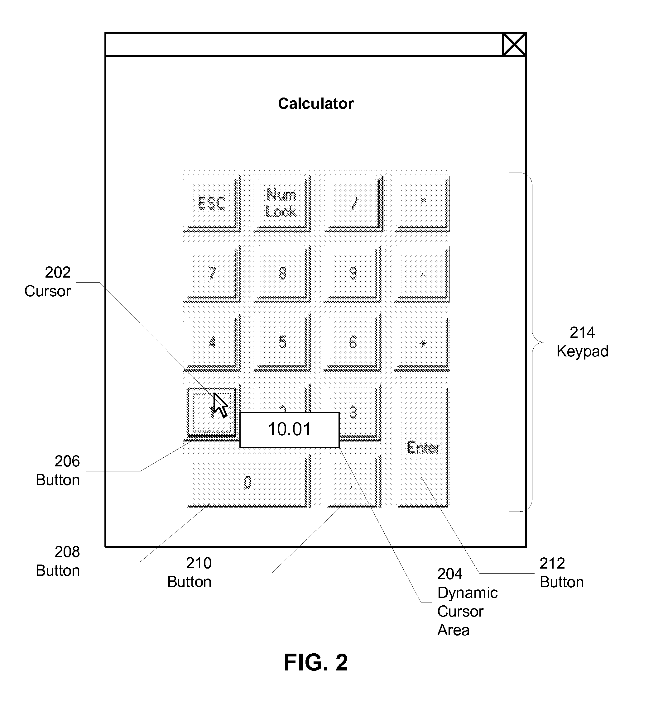 Method and system for using a dynamic cursor area to facilitate user interaction