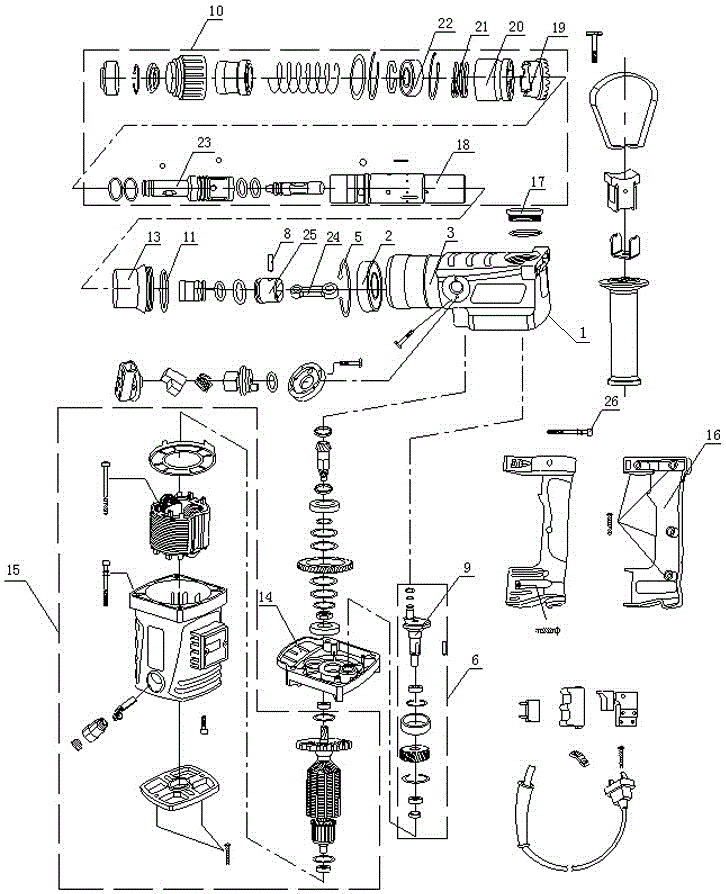 A method for installing a multifunctional electric hammer