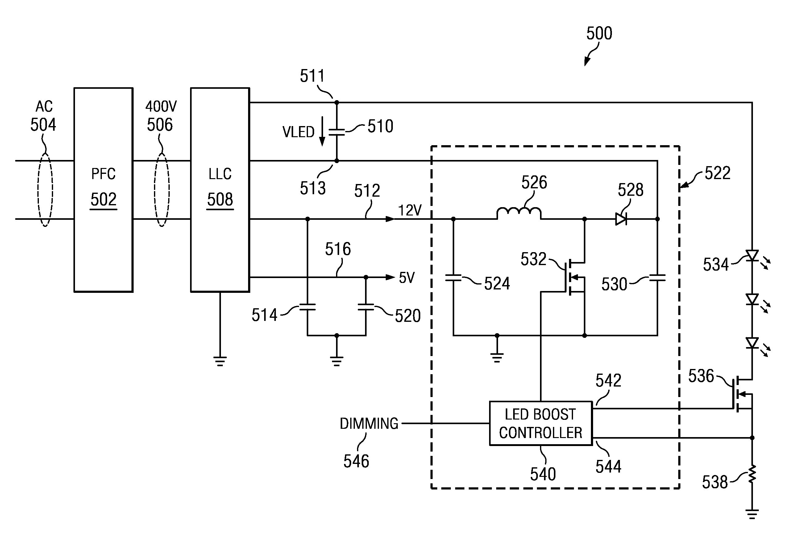 LED driver with boost converter current control