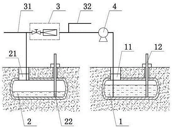 Meter-in and meter-out dual calibration device and method for calibrating volume of horizontal metal tank