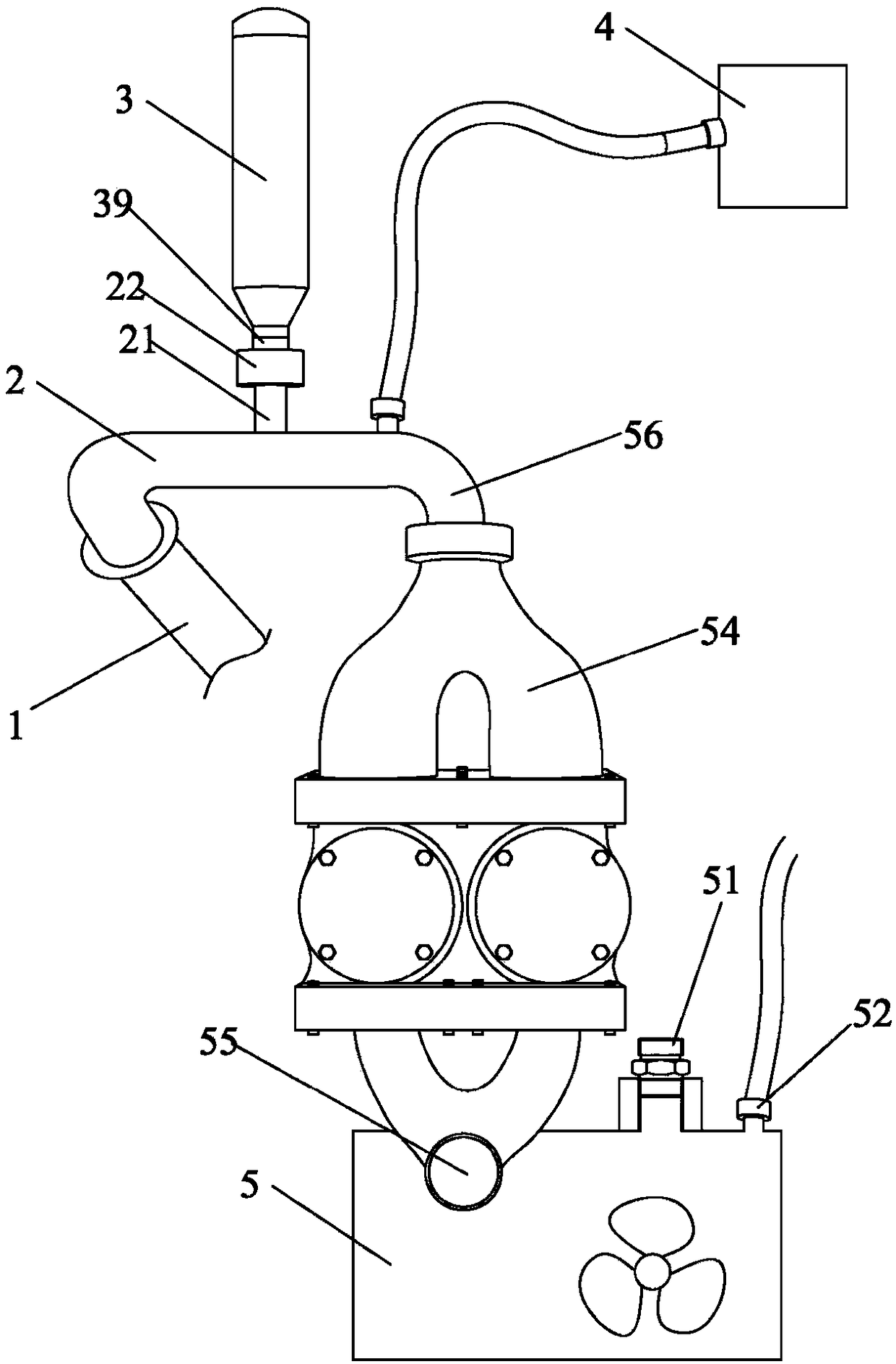 Foamed concrete foam mixing device provided with blades