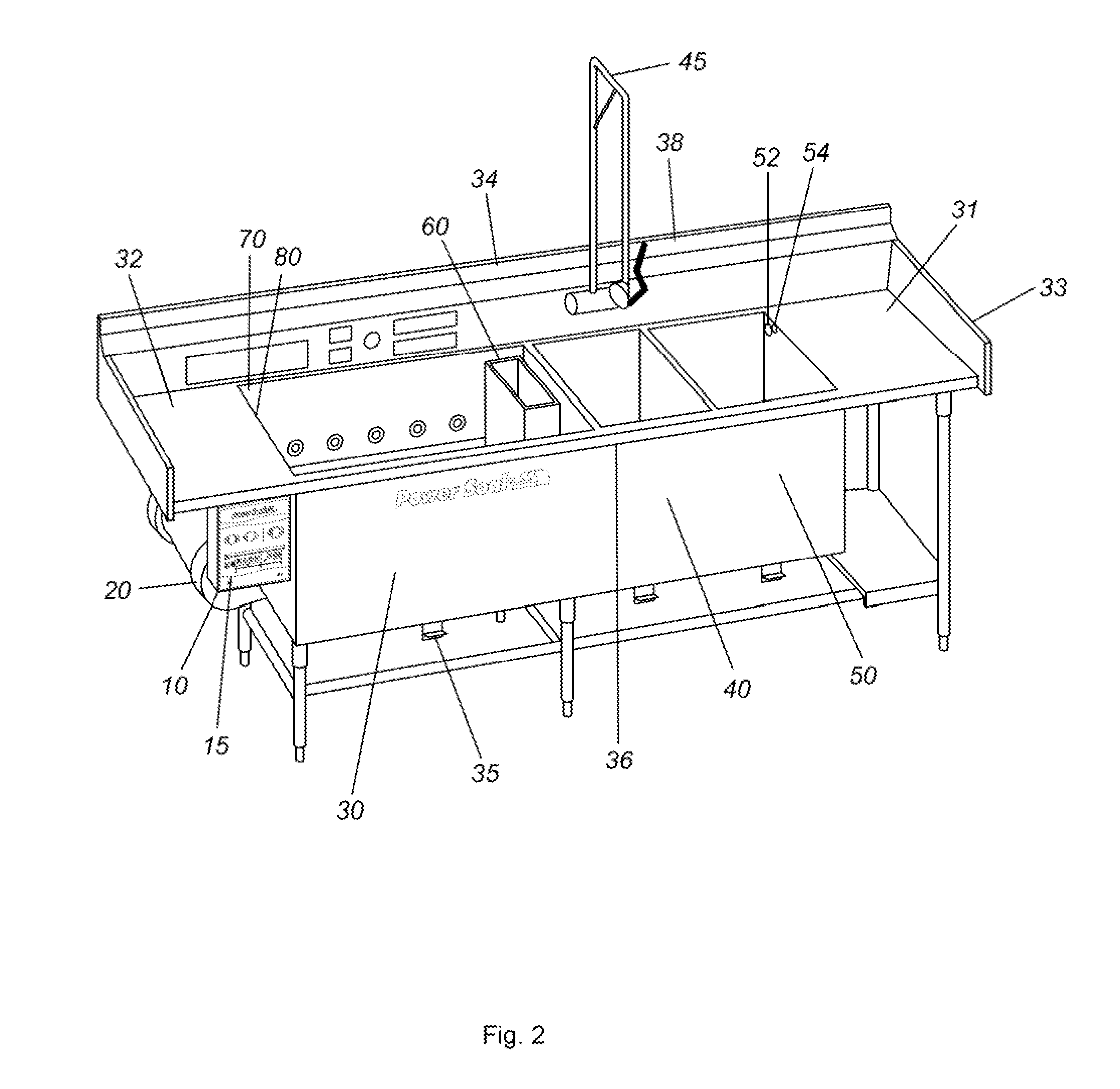 Condition warning system, control system and method for pot and pan washing machine