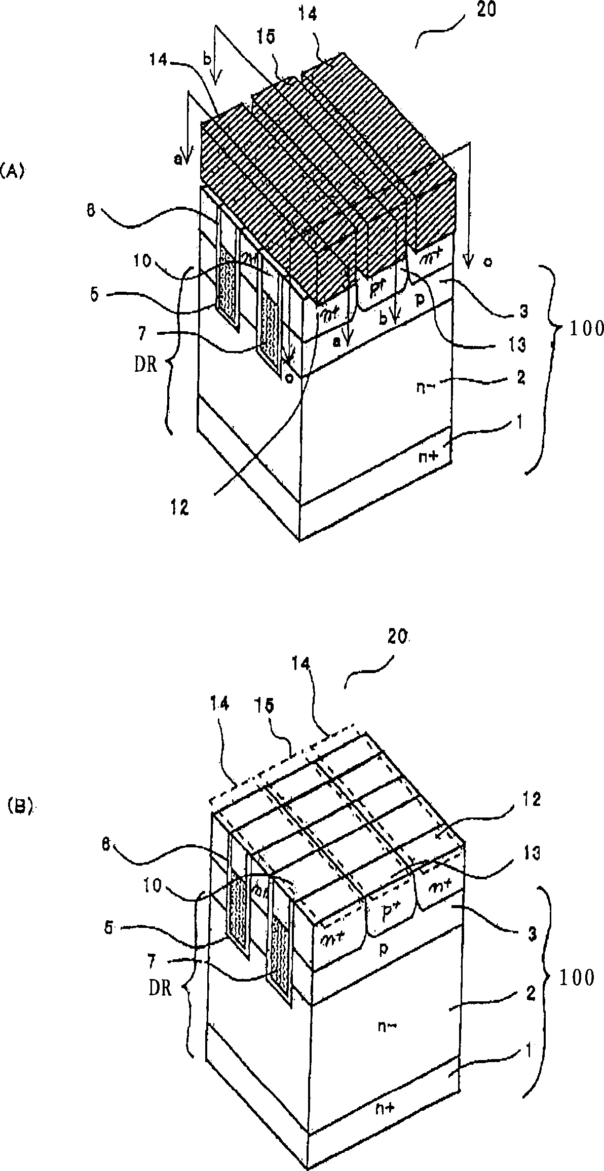 Insulated gate semiconductor device, protection circuit and their manufacturing method