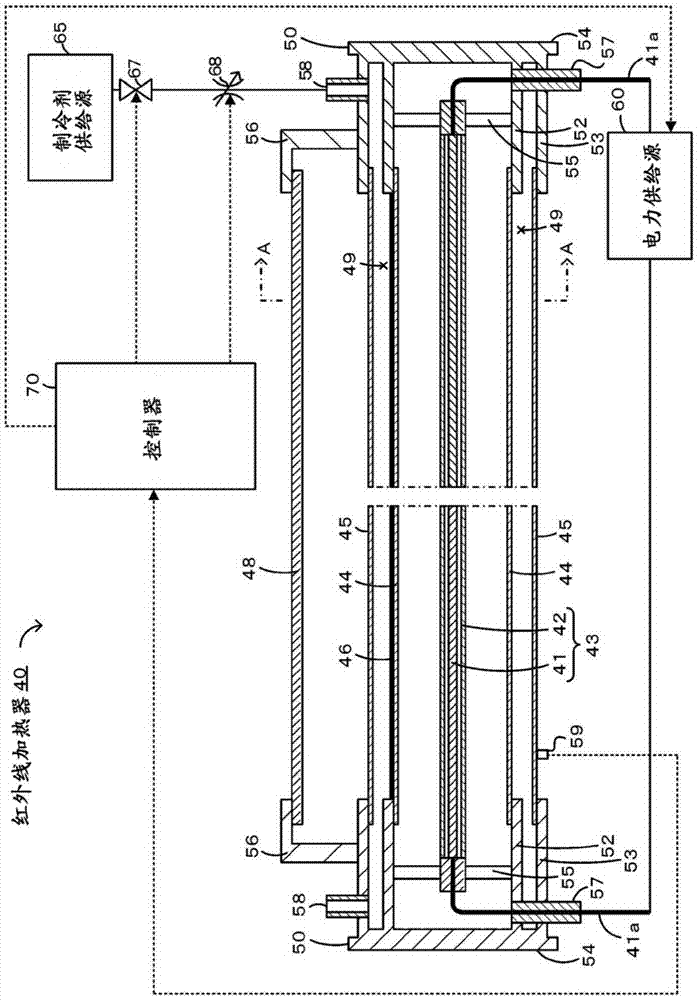 Infrared heating device and drying furnace