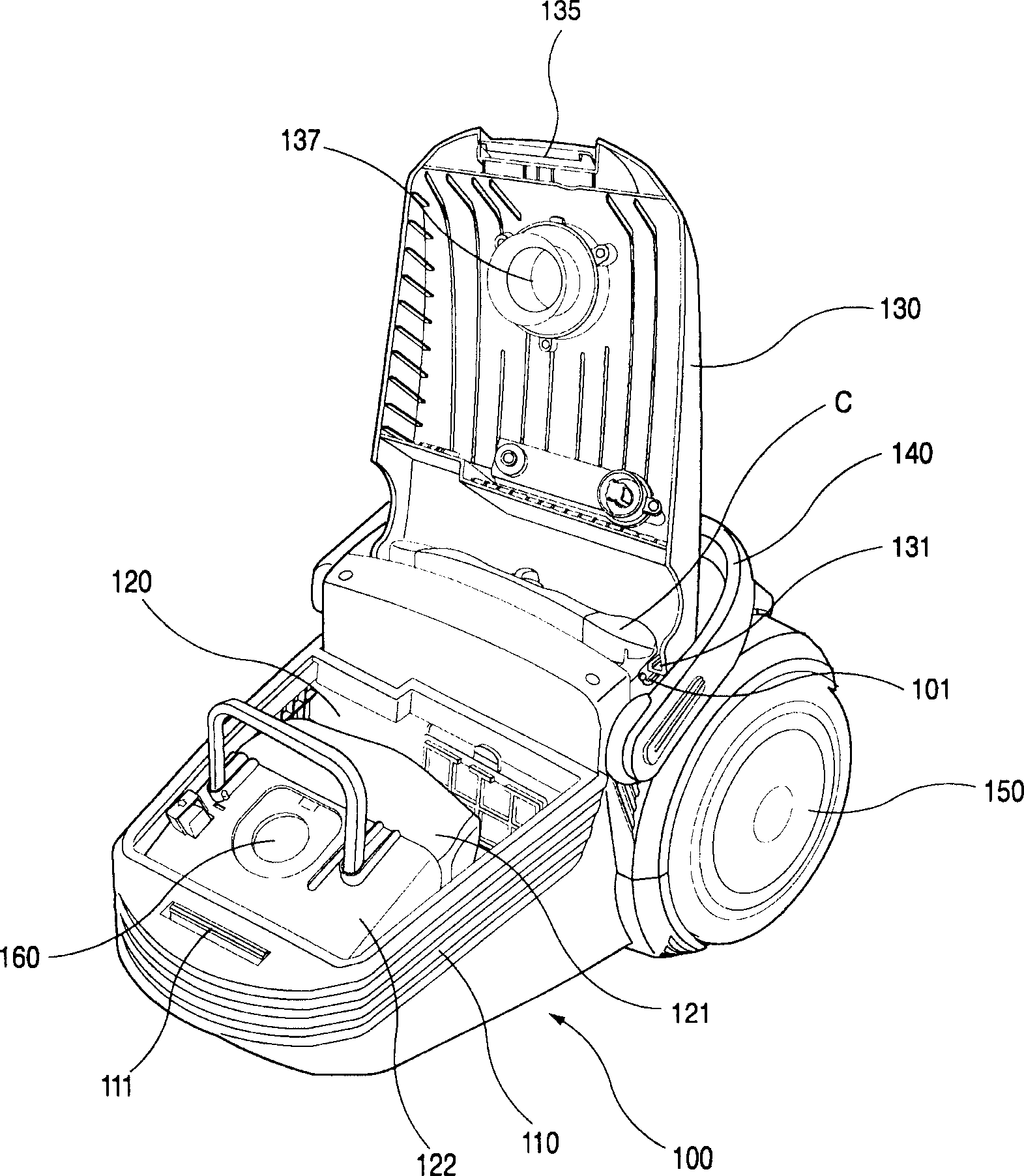 Rotation speed reducing structure of dust collection chamber cap of vacuum cleaner
