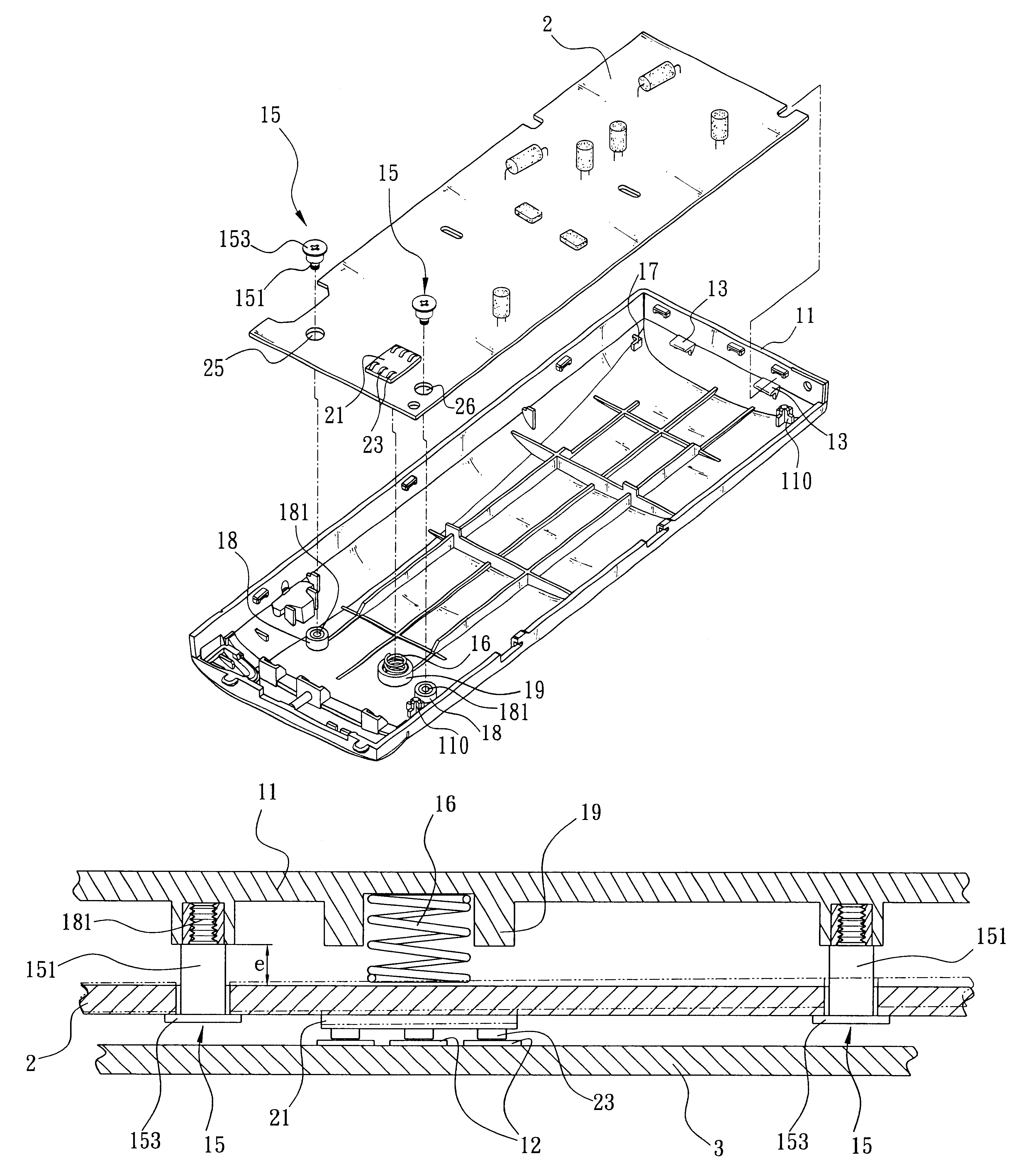 Modular machine board structure capable of automatically correcting the contact travel for an electronic device