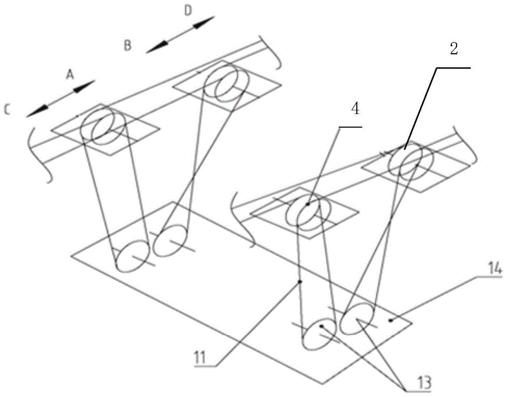 A lifting pulley block displacement mechanism