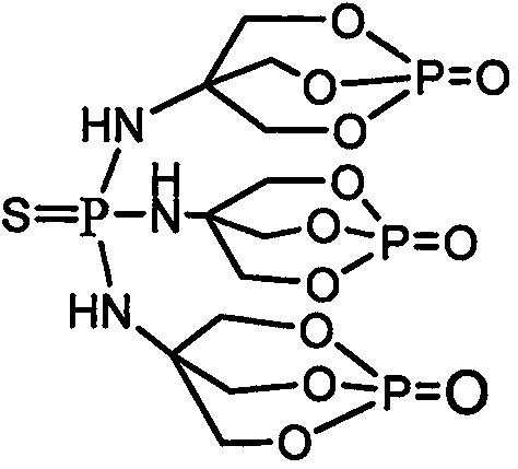 Flame retardant thiophosphoryl-(N,N',N'-tricaged phosphate) triamine compound and preparation method thereof