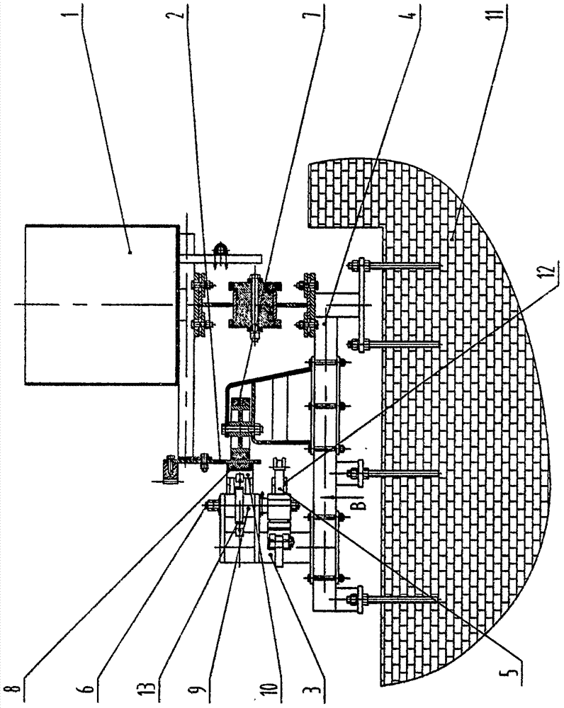 Rotary type annular soil-bin test platform braking mechanism