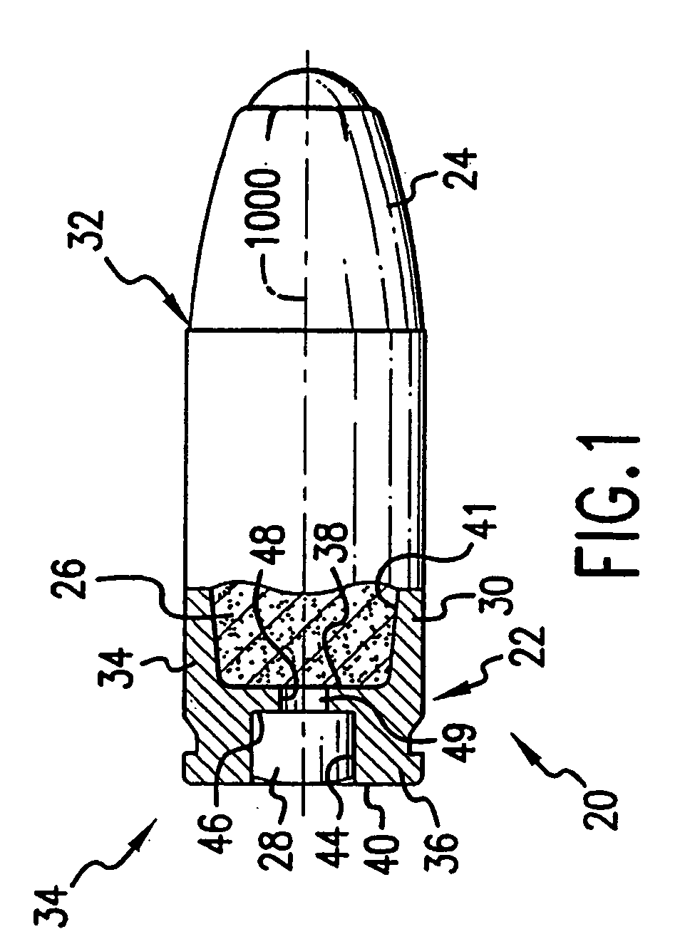 Bullet with spherical nose portion