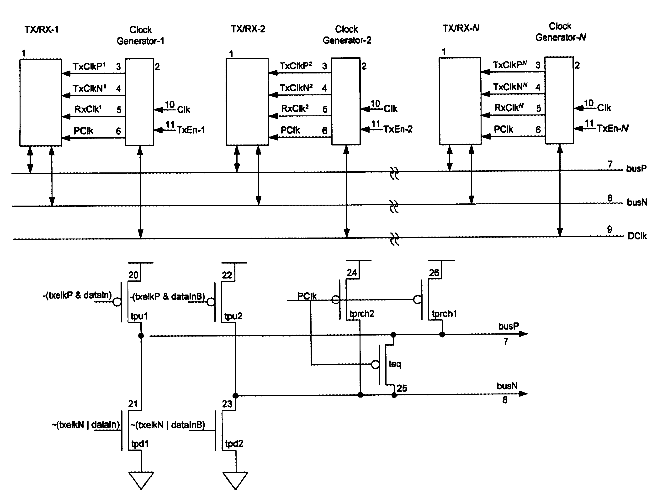 System and method for a high speed, bi-directional, zero turnaround time, pseudo differential bus capable of supporting arbitrary number of drivers and receivers