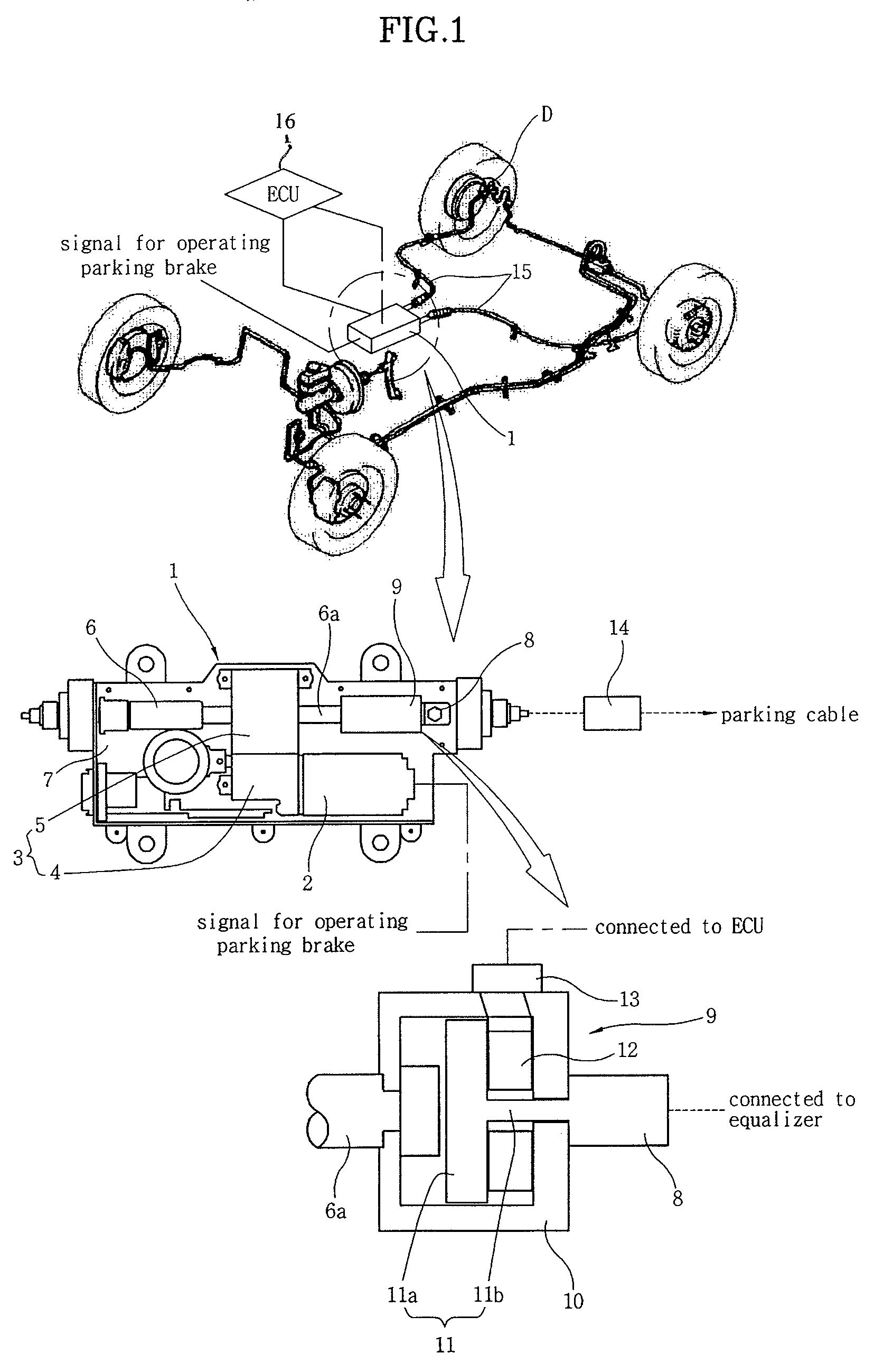Electric parking brake for vehicles having operating load measuring device