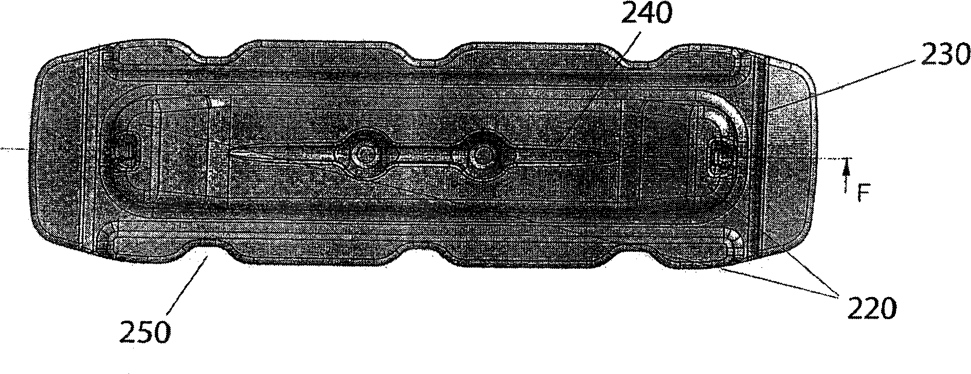 Cross piece for bed supporting surface, molding process and dissected bed supporting surface intended for hospital bed