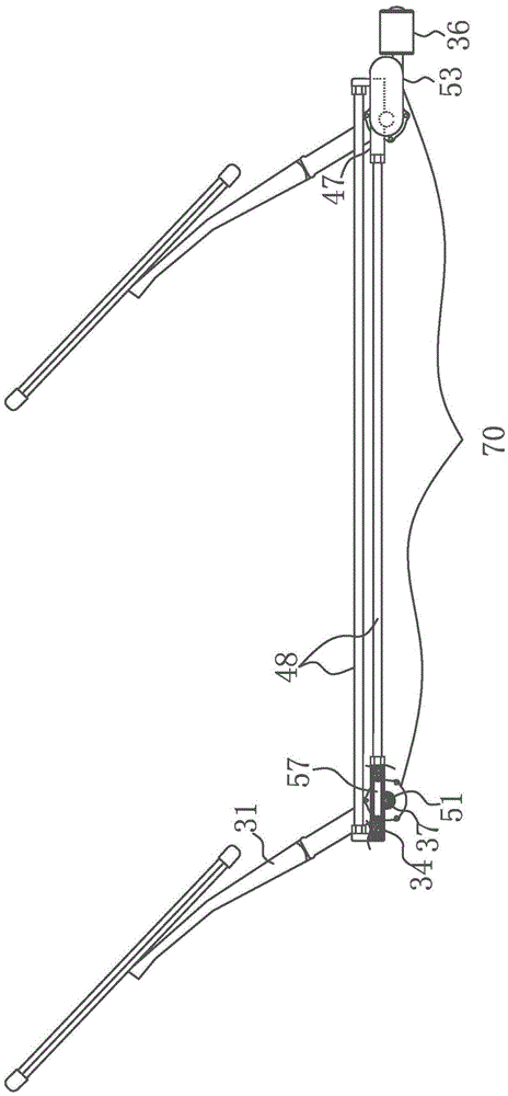 Double blade flexible wall wiper linkage hydraulic swing wiper