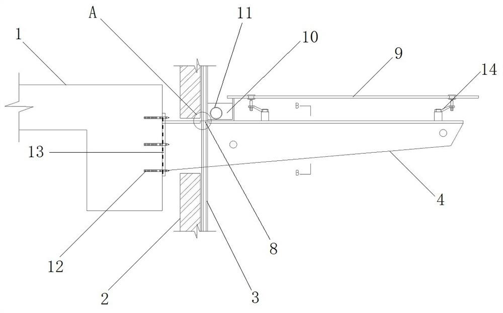 Installation structure and installation method for steel structure canopy to penetrate through hidden frame glass curtain wall