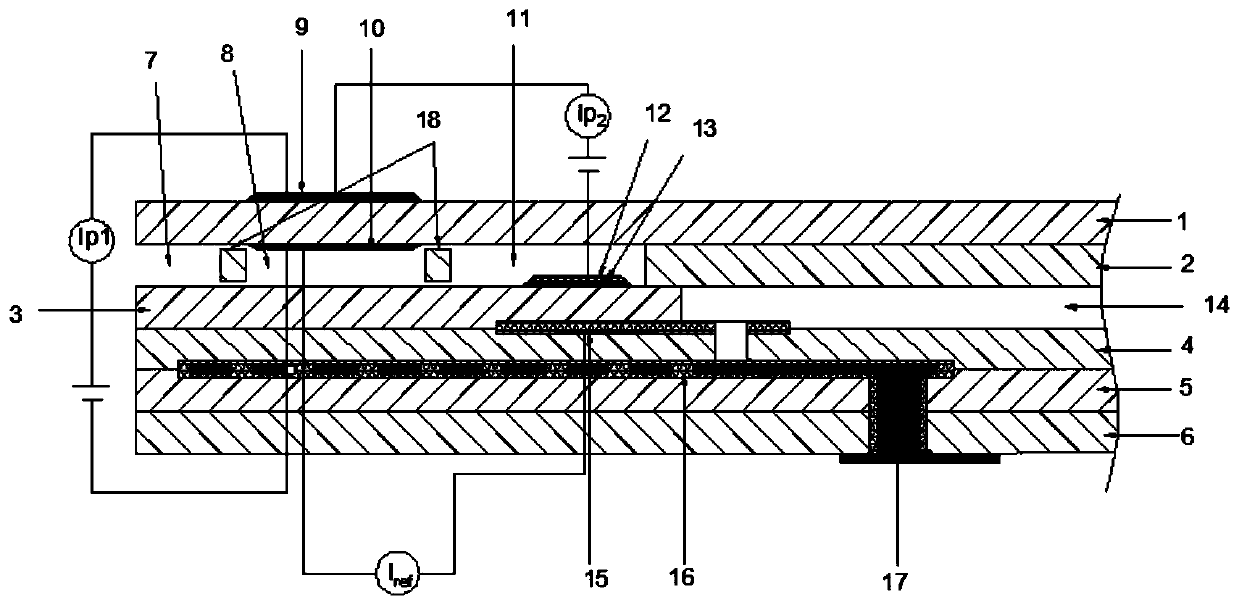 A two-chamber double-battery nitrogen oxide sensor chip and its preparation method