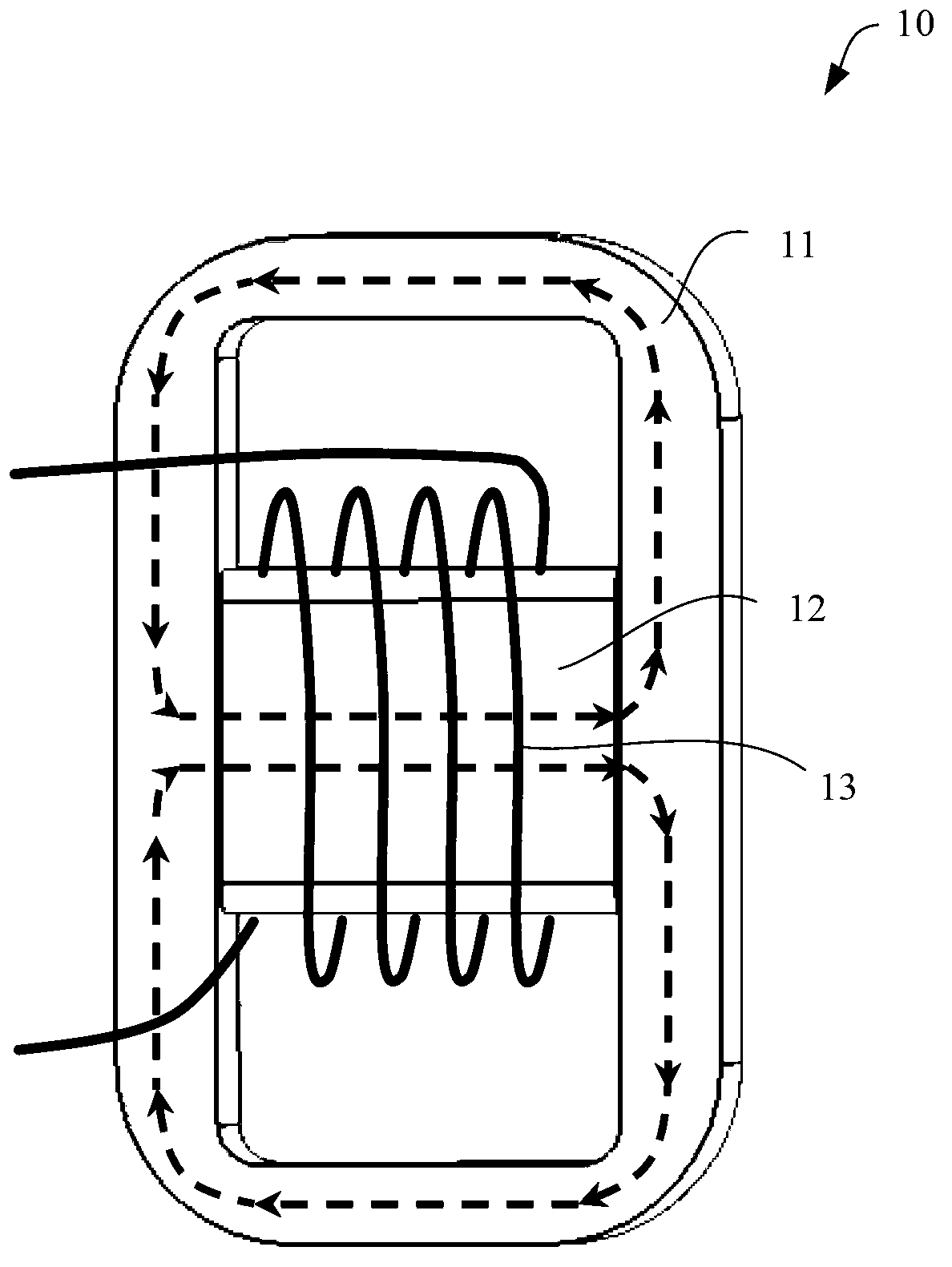 Mixed magnetic circuit inductor