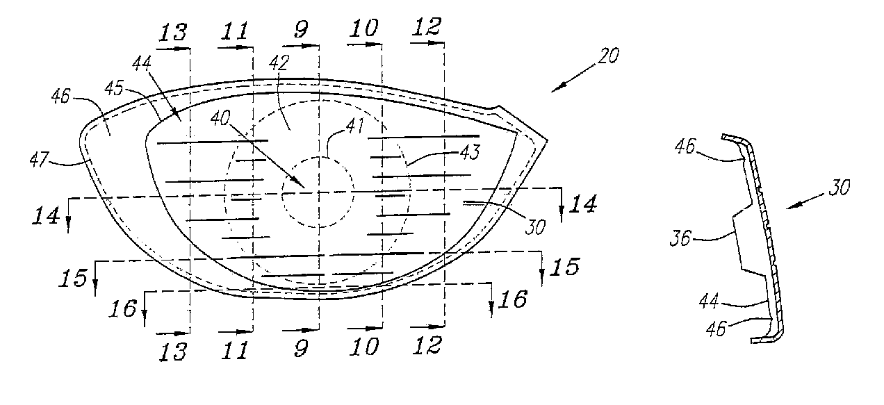 Golf club striking plate with variable thickness