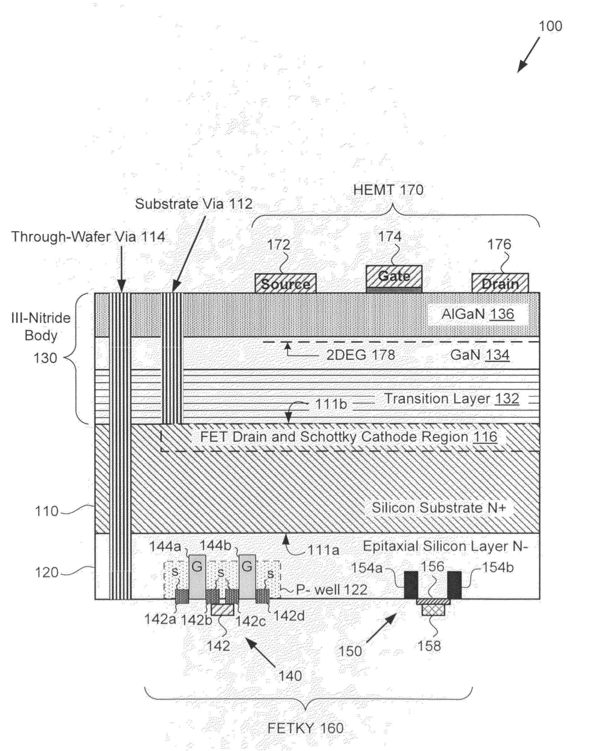 Monolithic vertically integrated composite group III-V and group IV semiconductor device and method for fabricating same