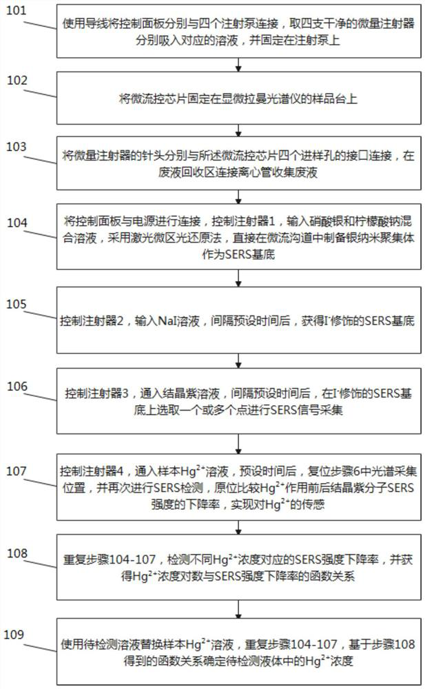 Microfluidic in-situ SERS detection method for detecting trace mercury ions