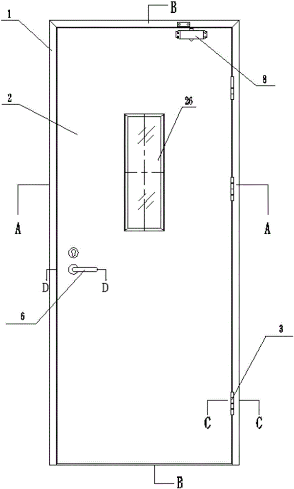Single wooden heat insulation fireproof door with window