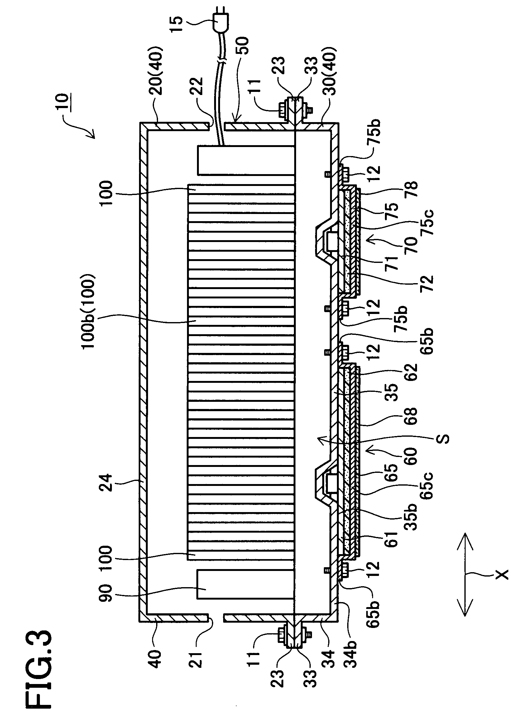 Heater with temperature detecting device and battery structure with the heater