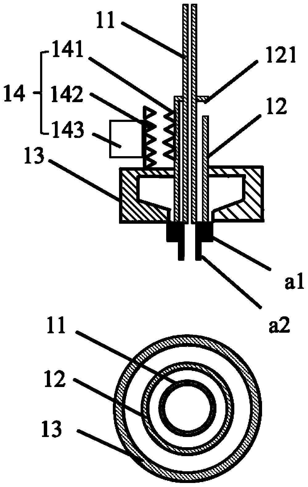 Variable-diameter spinneret, hollow fiber membrane tow processing device and membrane module processing device