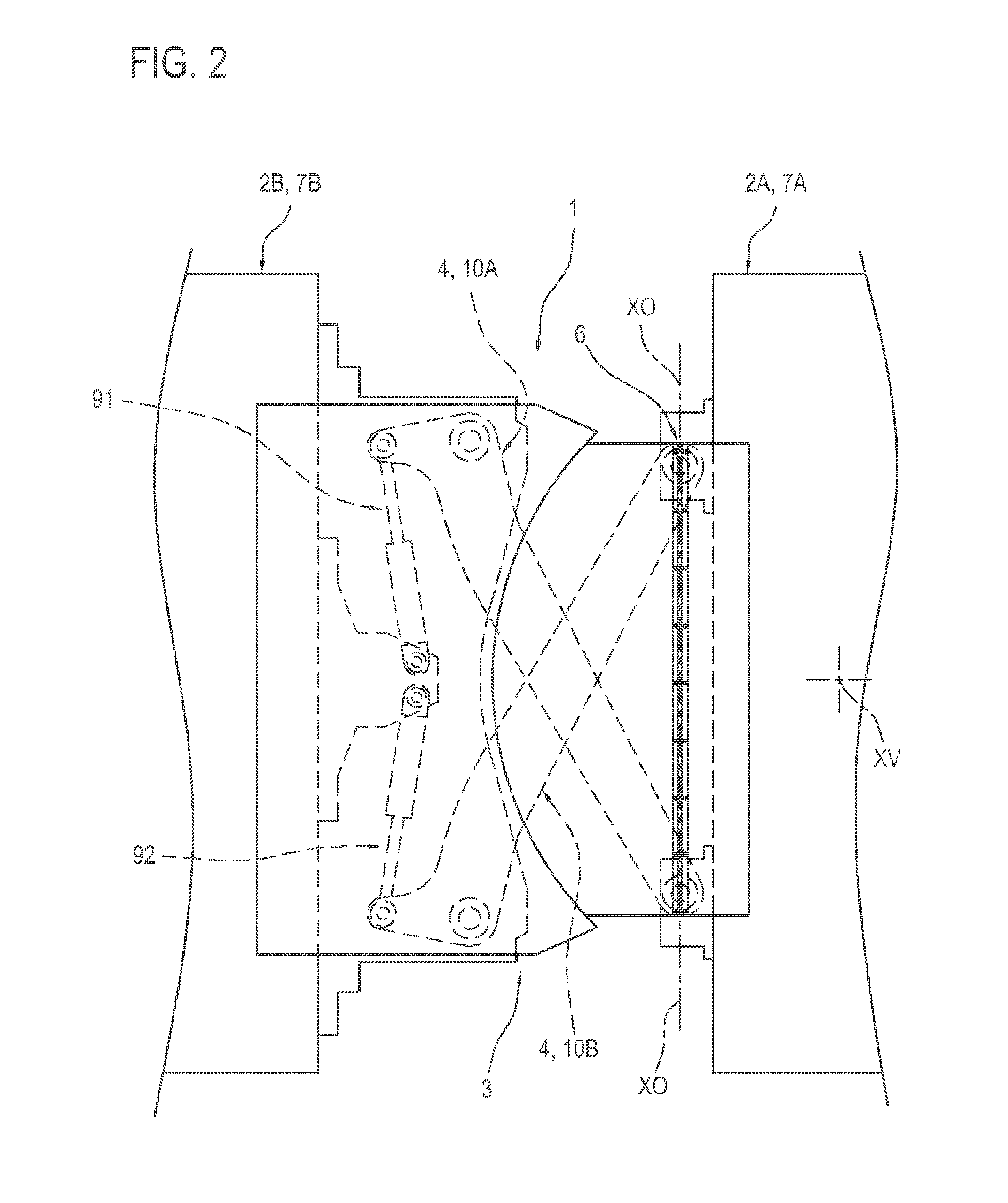Device and method for connecting a first and a second unit of an articulated vehicle