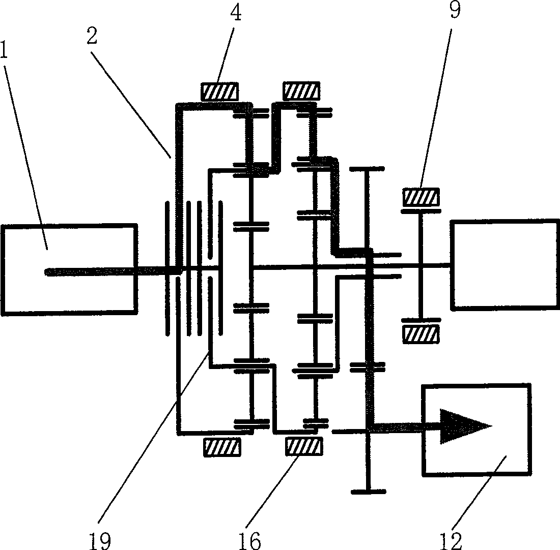 Hybrid power drive device based on double-planetary gear