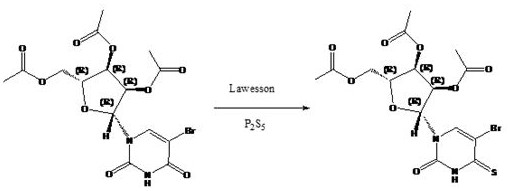 A kind of 4-s-5-br-2', 3', 5'-o-triacetyl uridine synthesis method