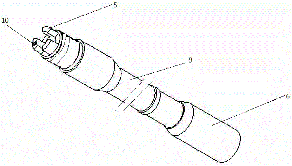 Inserting-connecting torque transmission and electricity transmission split-connecting power drill rod