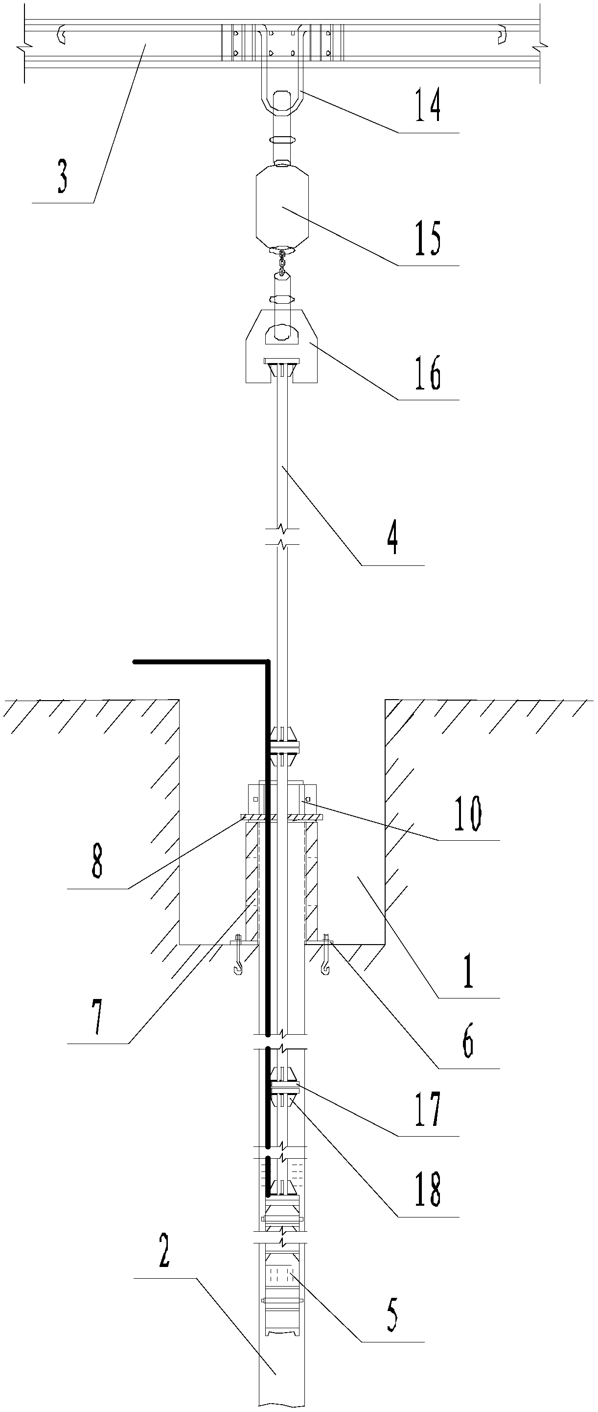 Mounting structure and mounting method of deep well pump pipe in civil air defense room of comprehensive building