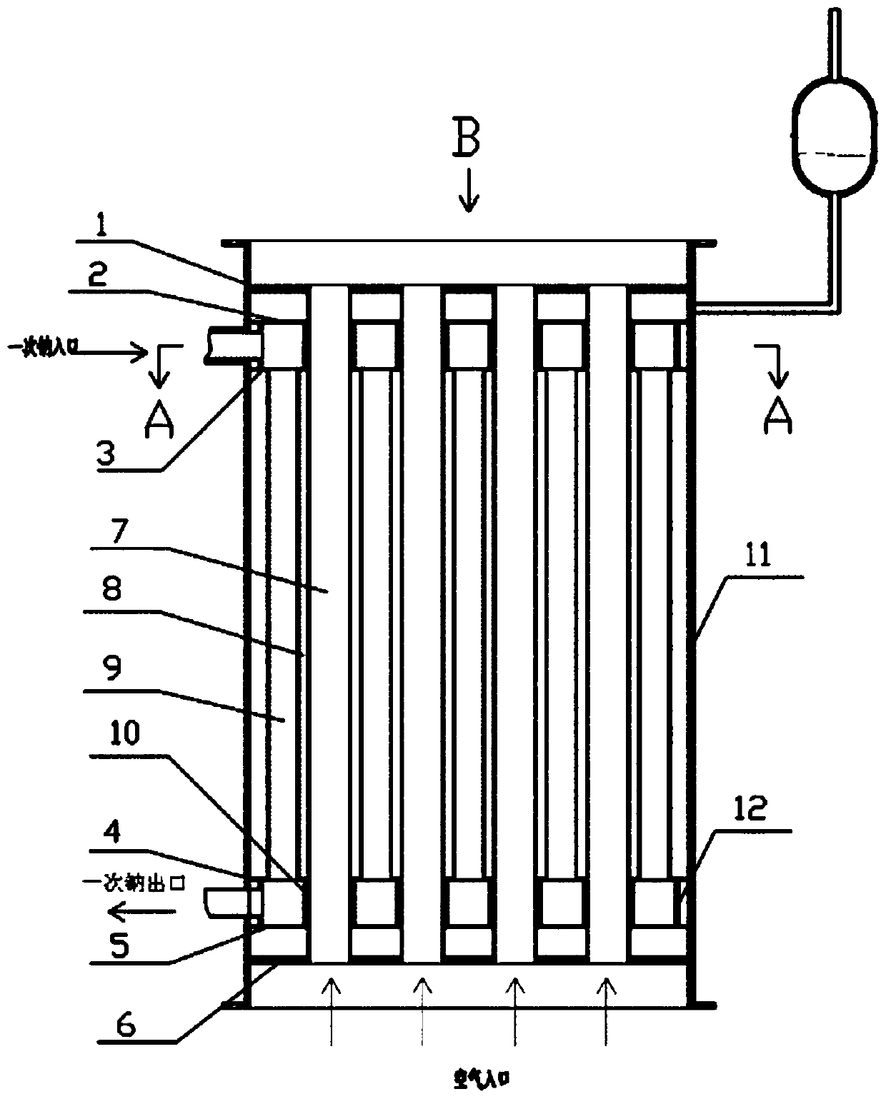 Cylindrical sodium-sodium-air integrated heat exchanger