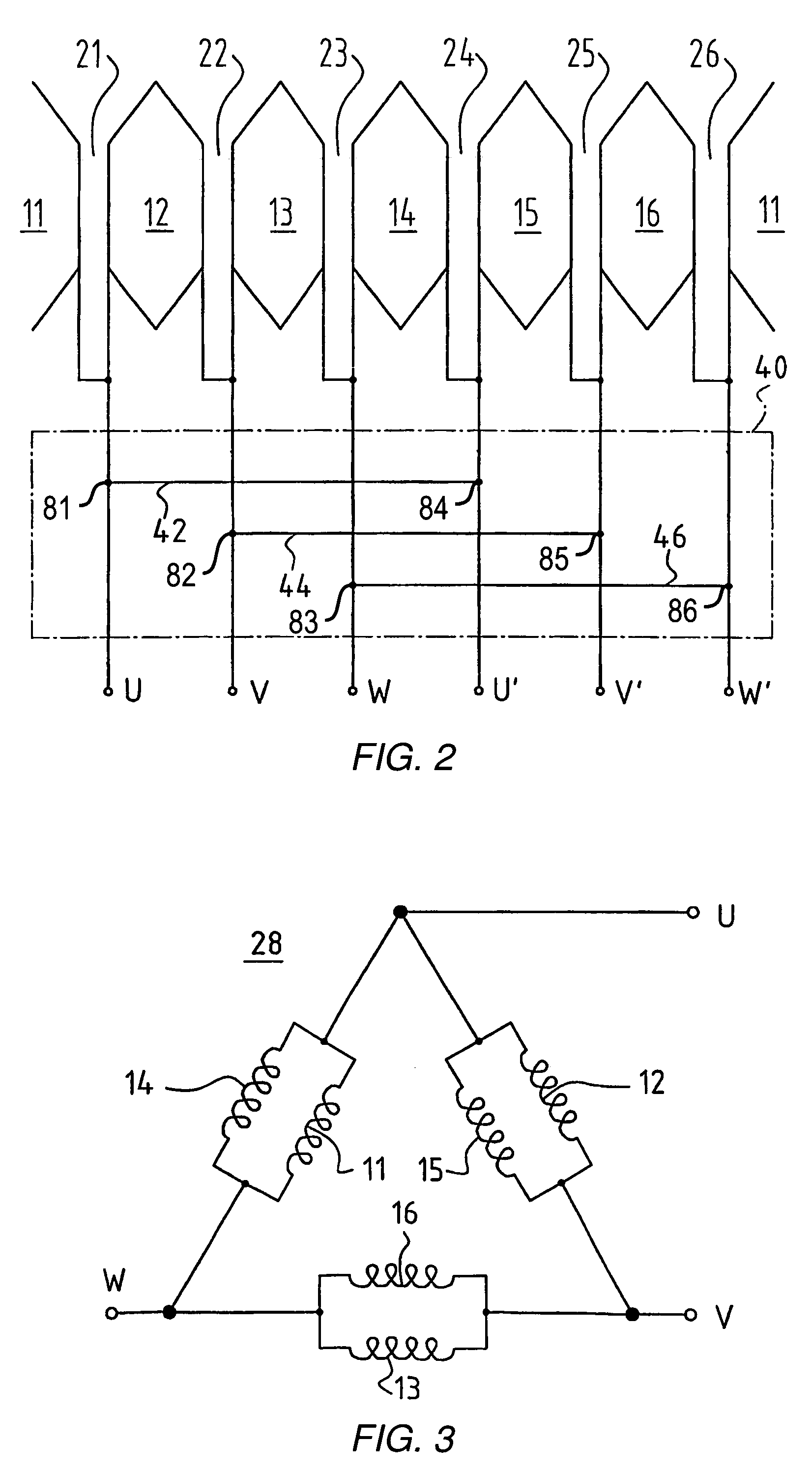 Electric motor having electrical connecting elements for connection to winding leads