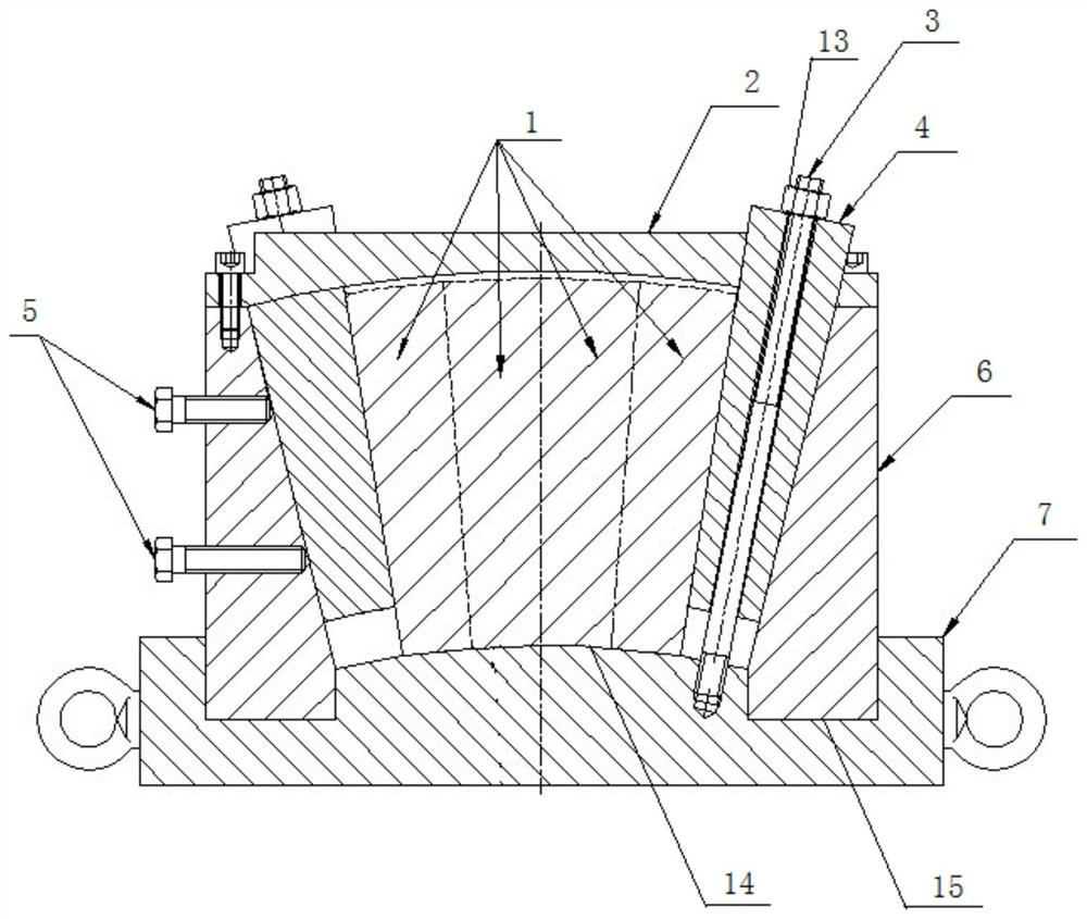 Special device for precise block bonding of throat liner of large solid rocket engine