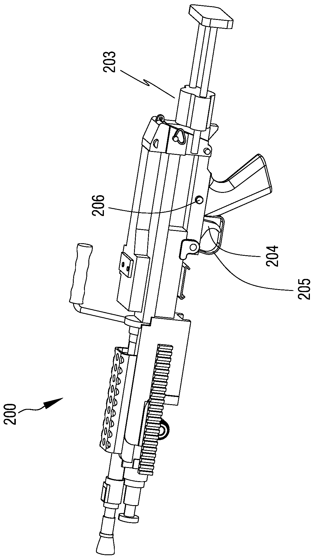 Driving structure for mounting machine gun on unmanned aerial vehicle