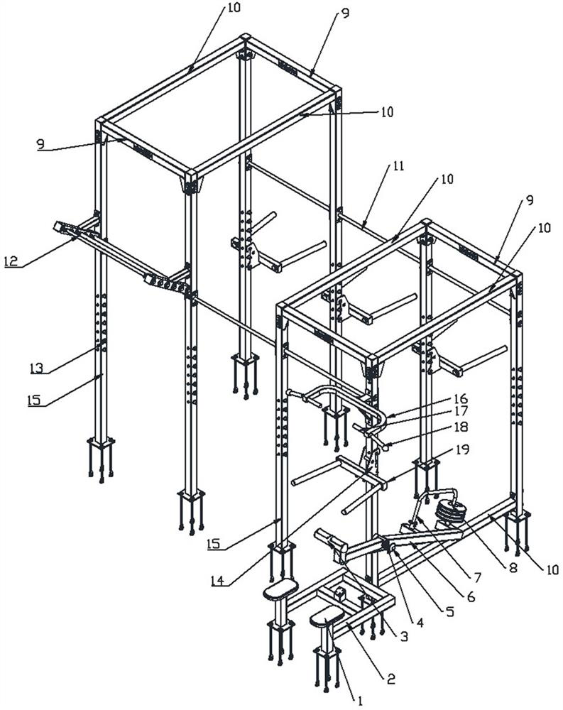 Outdoor combined frame with adjustable auxiliary training function