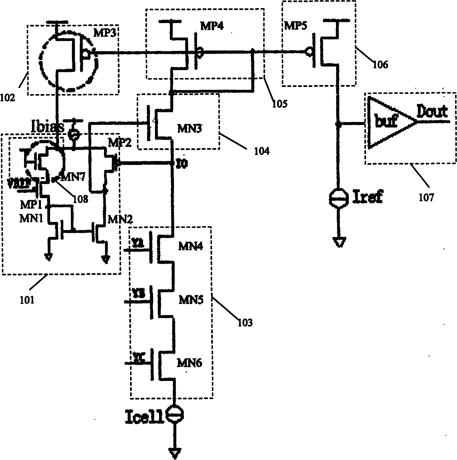 Readout amplifier with process and current compensation