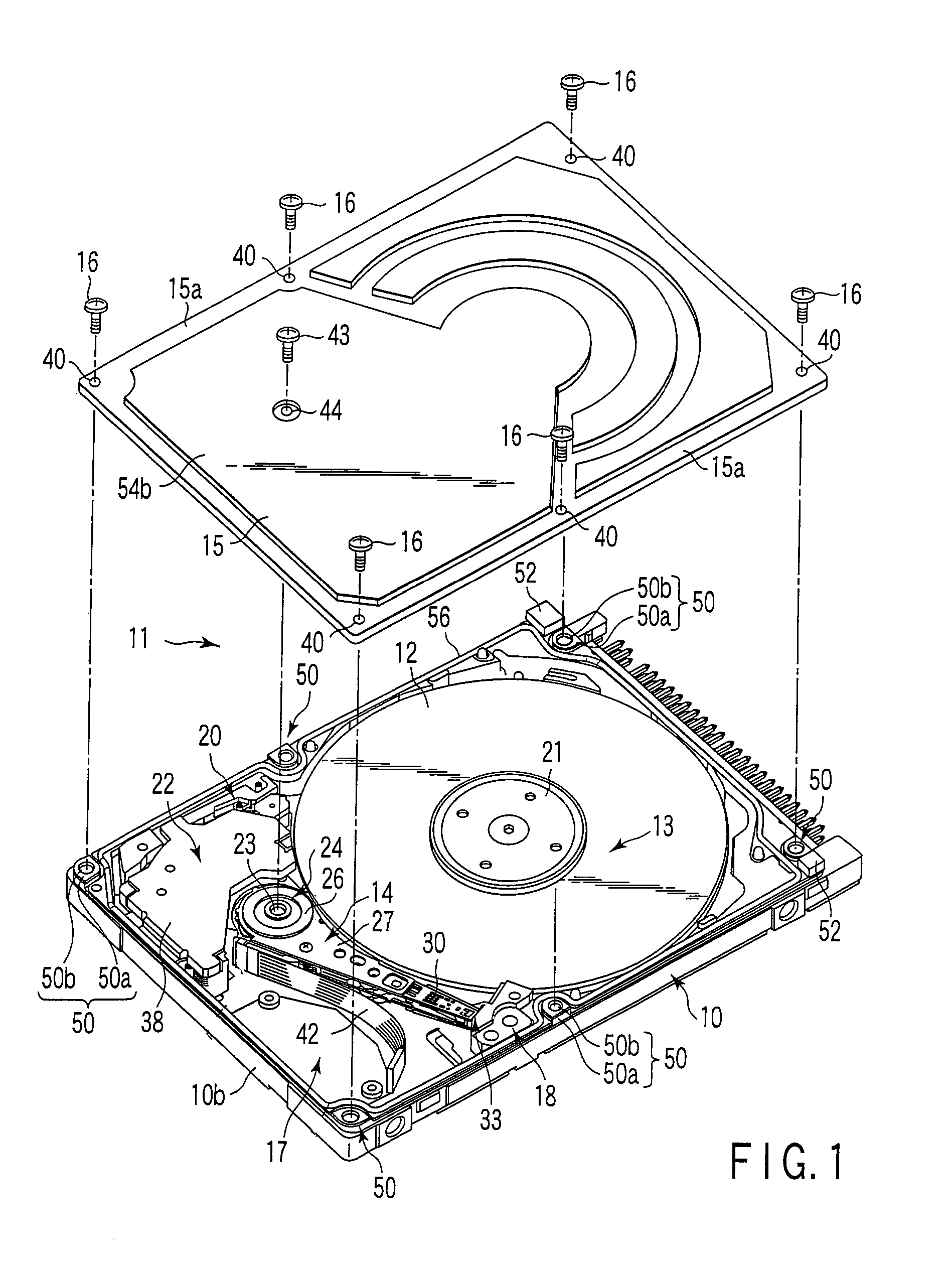 Disk drive with non-magnetic cover and base plated with conductively connected magnetic shielding layers