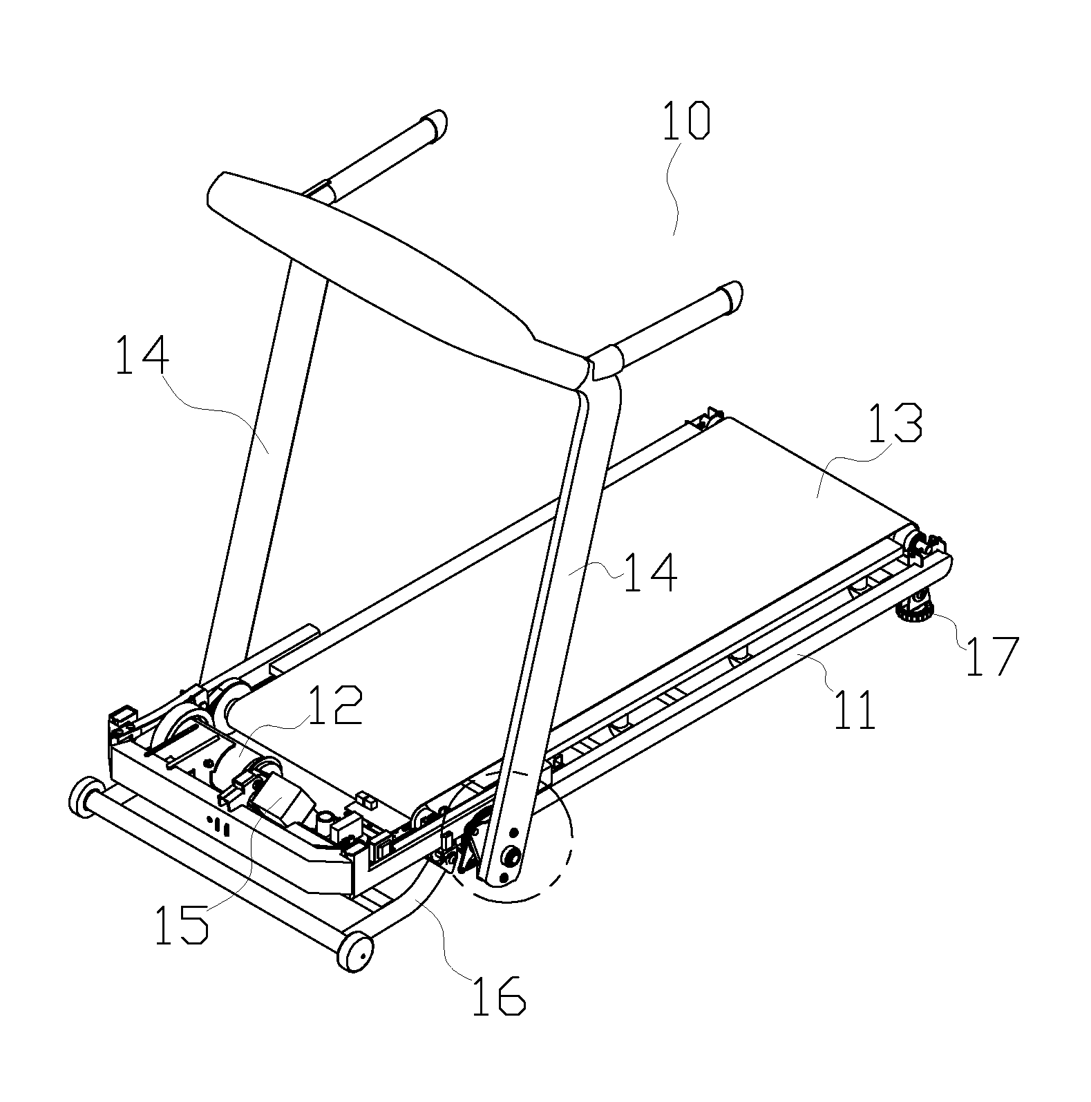 Electric treadmill with a folding mechanism