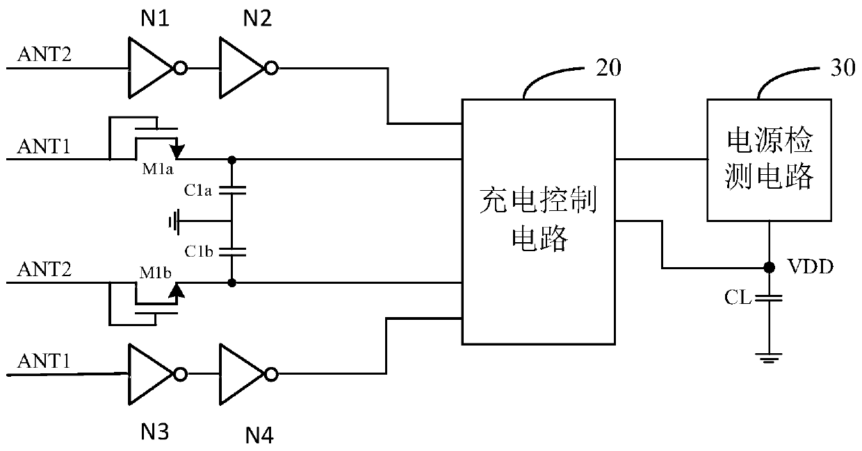 An electronic label power rectification circuit