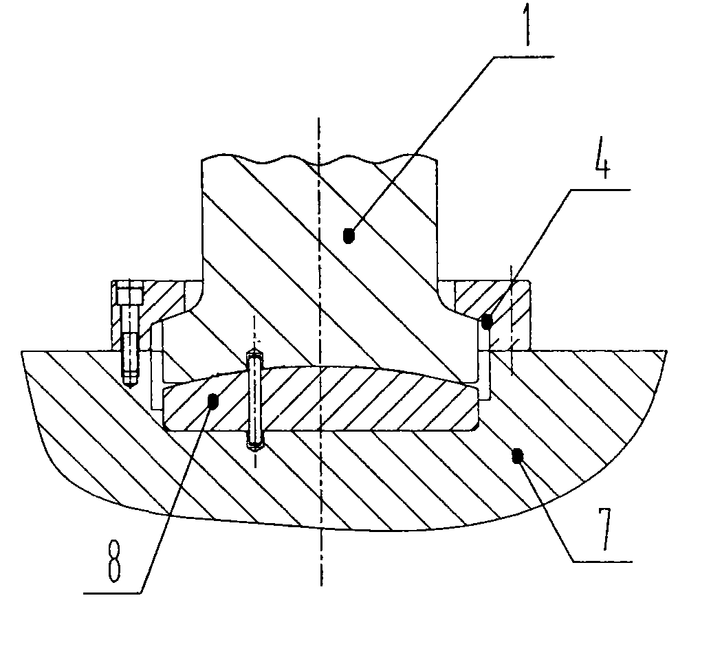 Connection device of vertical hydraulic press main plunger and pressure head