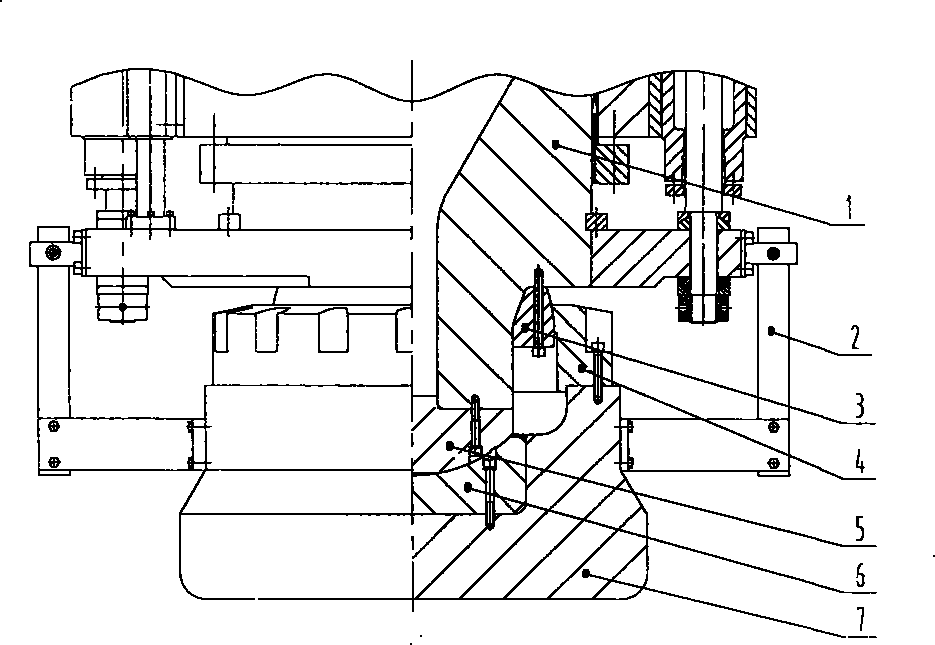 Connection device of vertical hydraulic press main plunger and pressure head